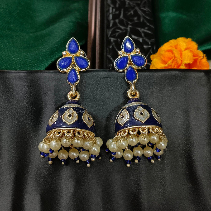 Darshana Jewels Gold Plated Mennakari Jhumki Earrings