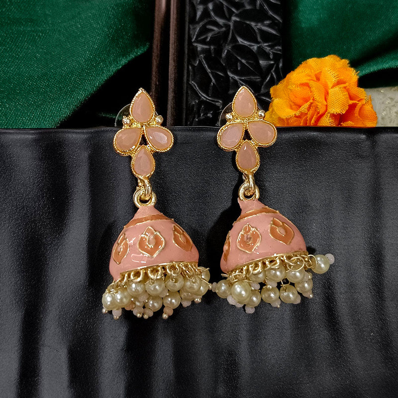 Darshana Jewels Gold Plated Mennakari Jhumki Earrings