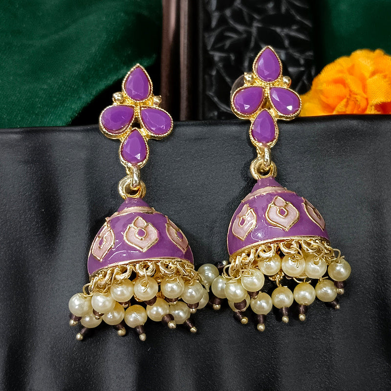 Darshana Jewels Gold Plated Mennakari Jhumki Earrings