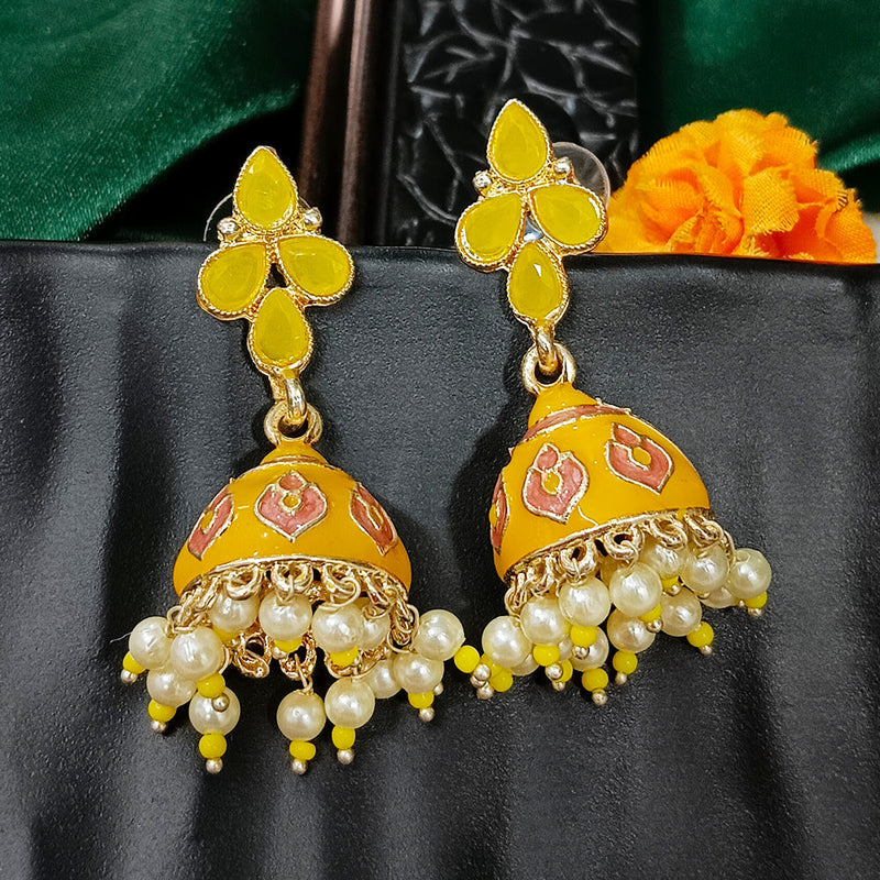 Darshana Jewels Gold Plated Mennakari Jhumki Earrings