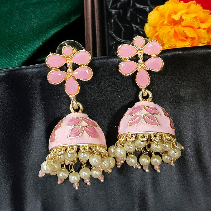 Darshana Jewels Gold Plated Mennakari Jhumki Earrings