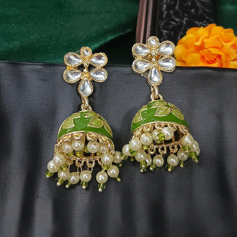 Darshana Jewels Gold Plated Mennakari Jhumki Earrings