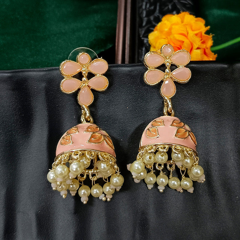 Darshana Jewels Gold Plated Mennakari Jhumki Earrings