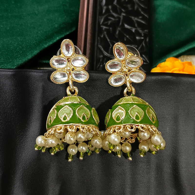 Darshana Jewels Gold Plated Mennakari Jhumki Earrings