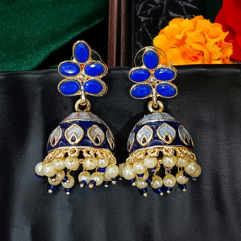 Darshana Jewels Gold Plated Mennakari Jhumki Earrings