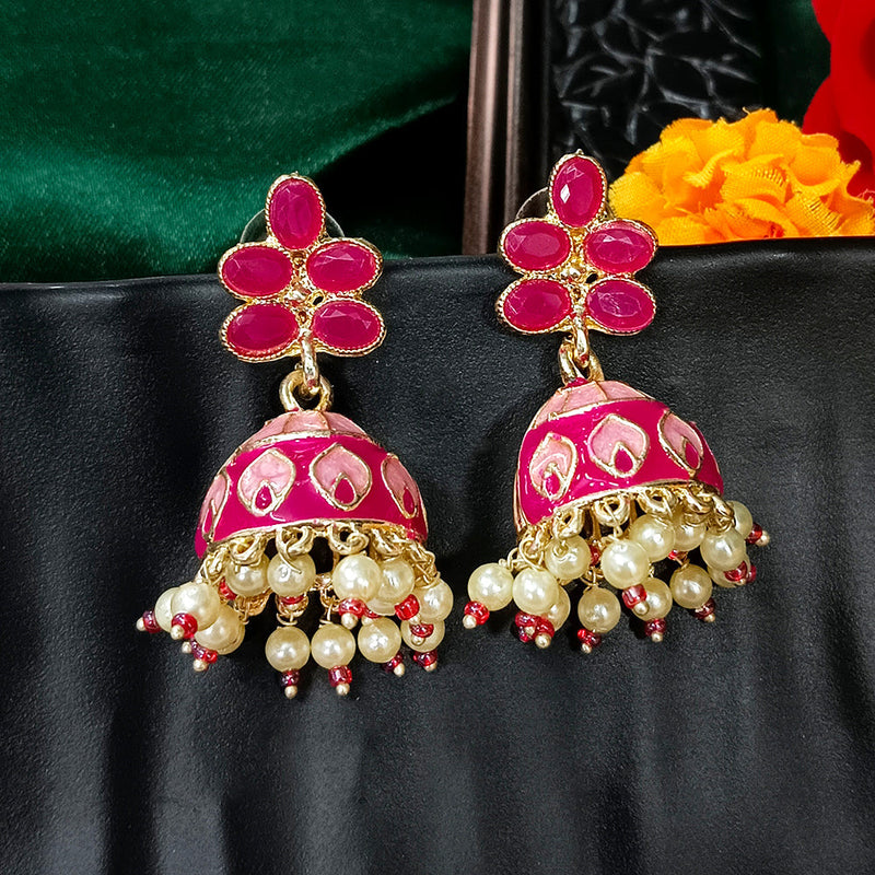 Darshana Jewels Gold Plated Mennakari Jhumki Earrings