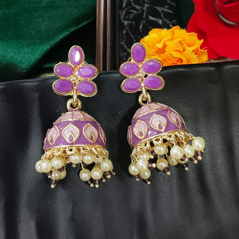 Darshana Jewels Gold Plated Mennakari Jhumki Earrings