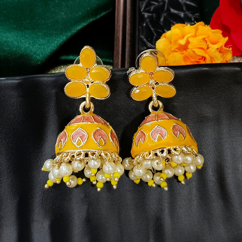 Darshana Jewels Gold Plated Mennakari Jhumki Earrings