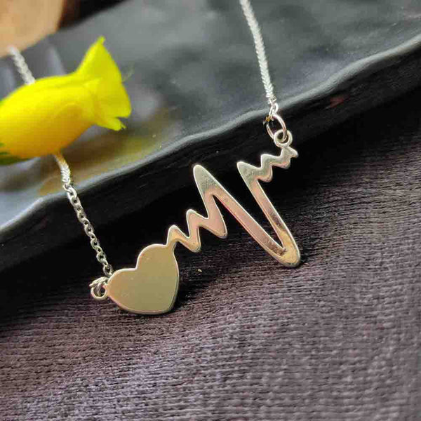 Bhavi jewels Stainless Steel Heart Shape And Heart Beat Chain Pendant