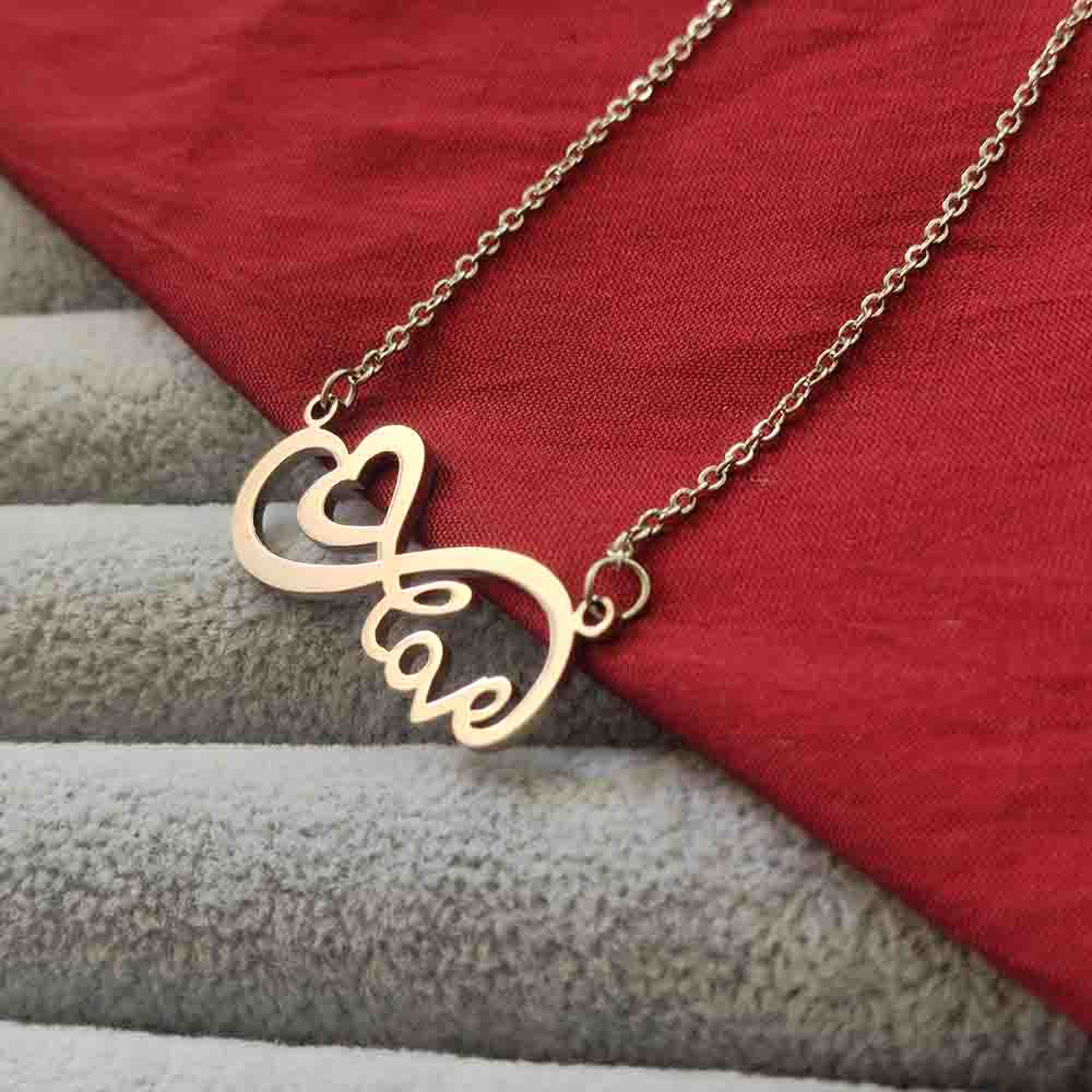 Urthn Infinity Heart Shape Chain Pendant - 113114611RG (Pack Of 6)
