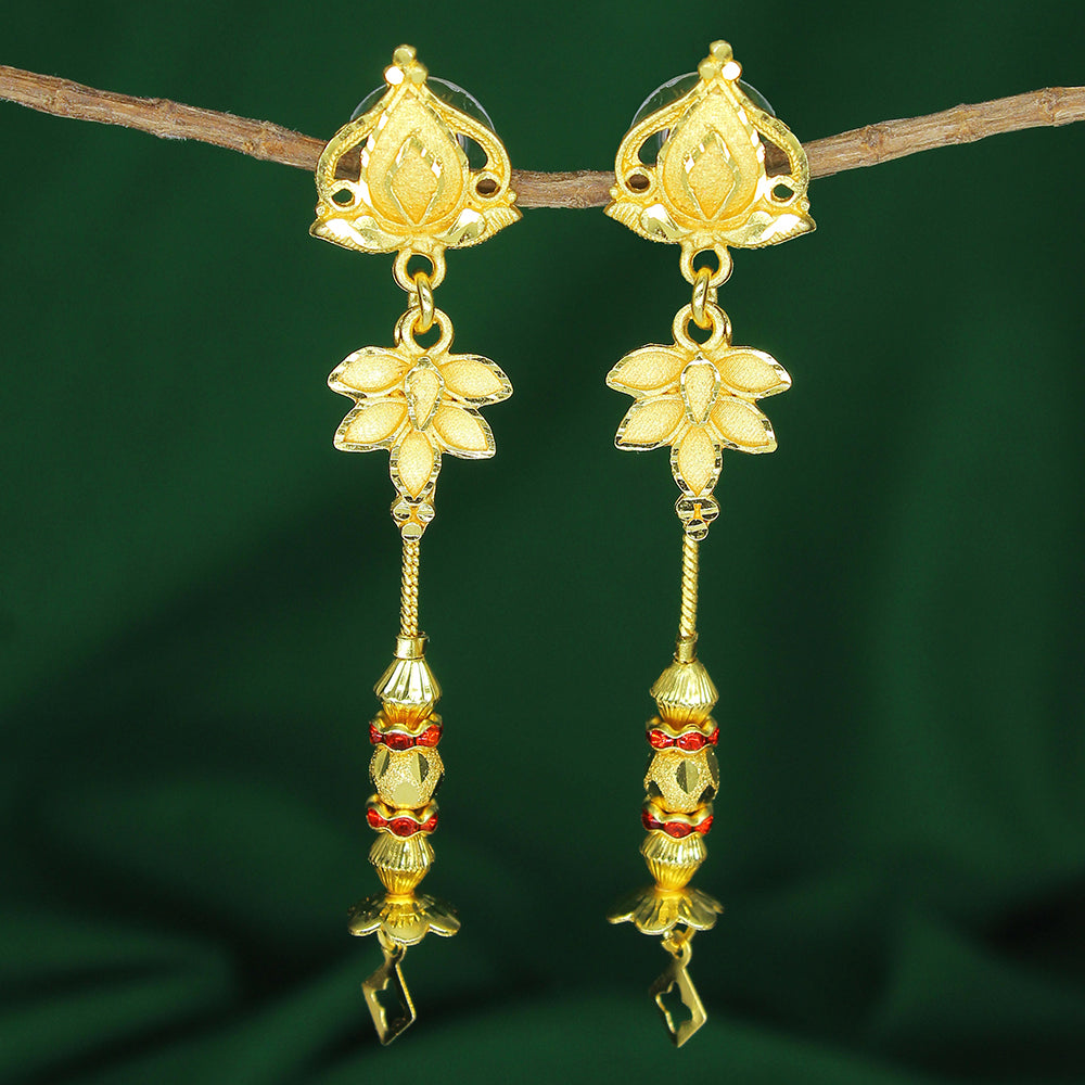 Mahavir Dye Gold Plated Dangler Earrings