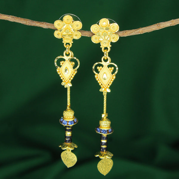 Mahavir Dye Gold Plated Dangler Earrings