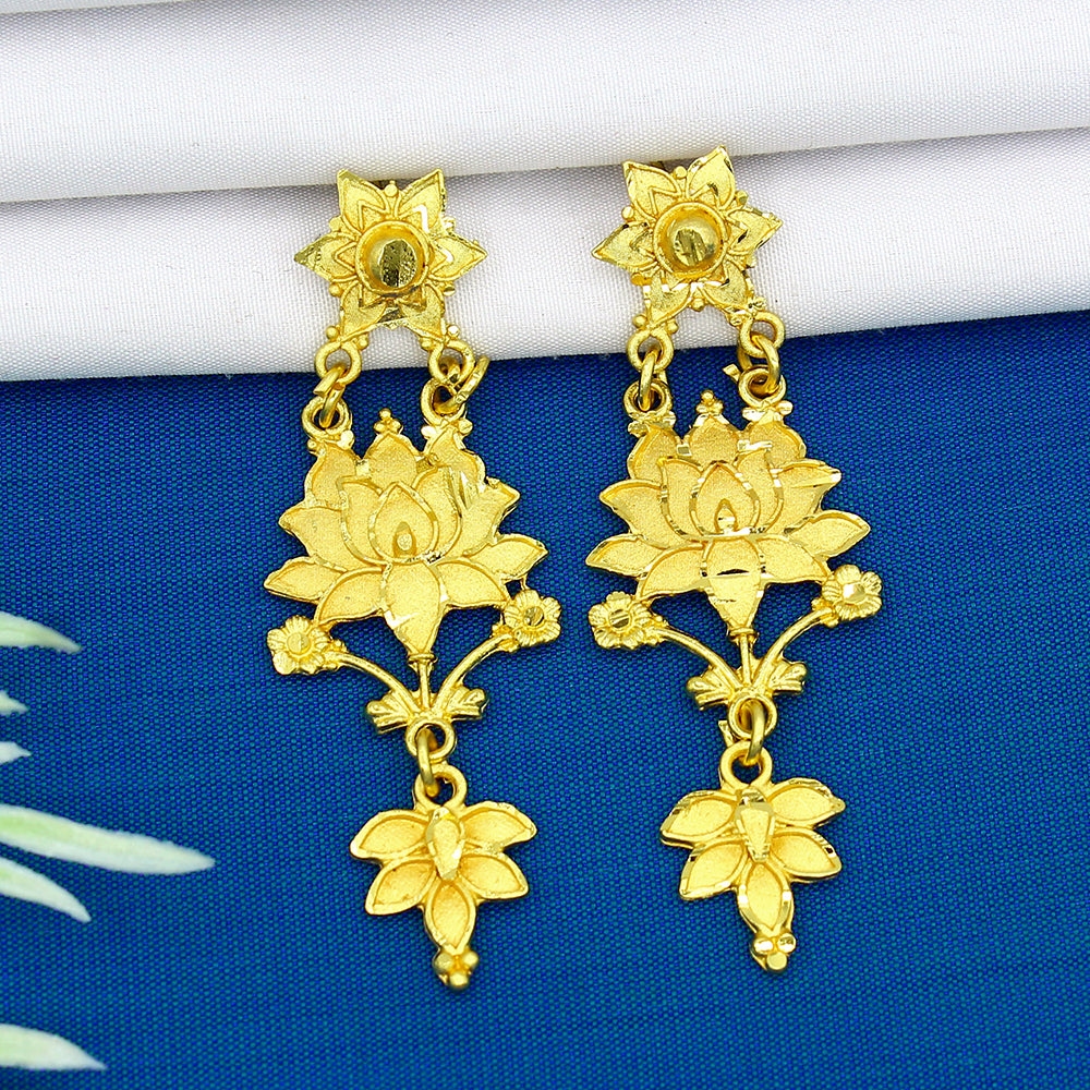 Mahavir Dye Gold Dangler Earrings