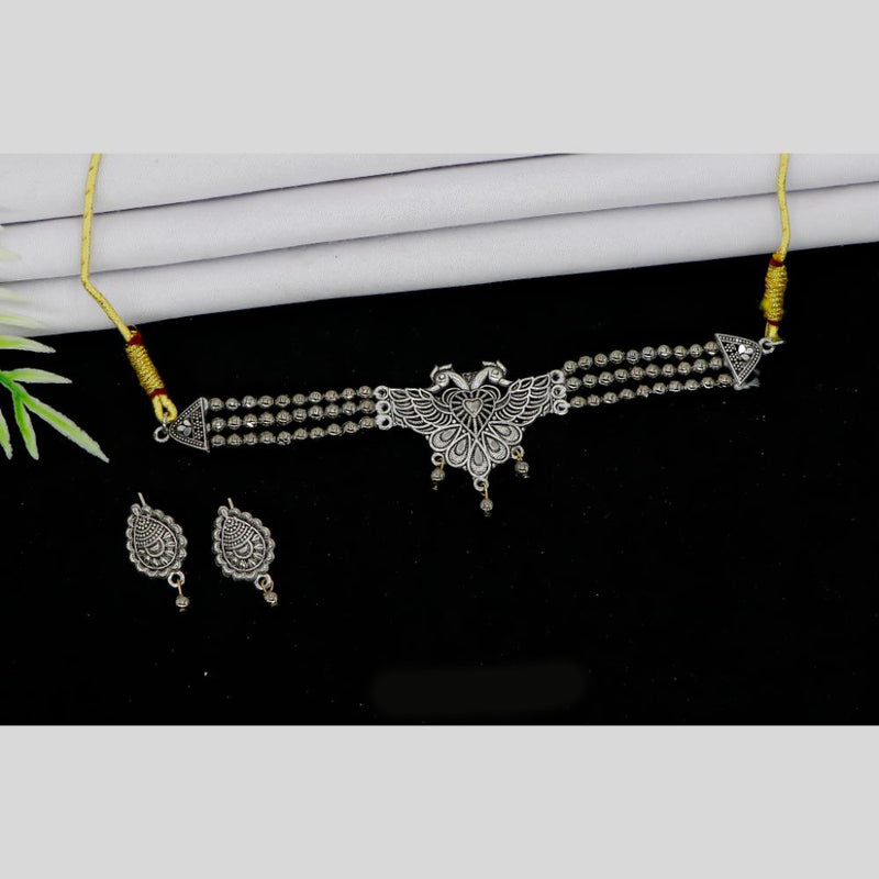 Mahavir Oxidised Plated Choker Necklace Set