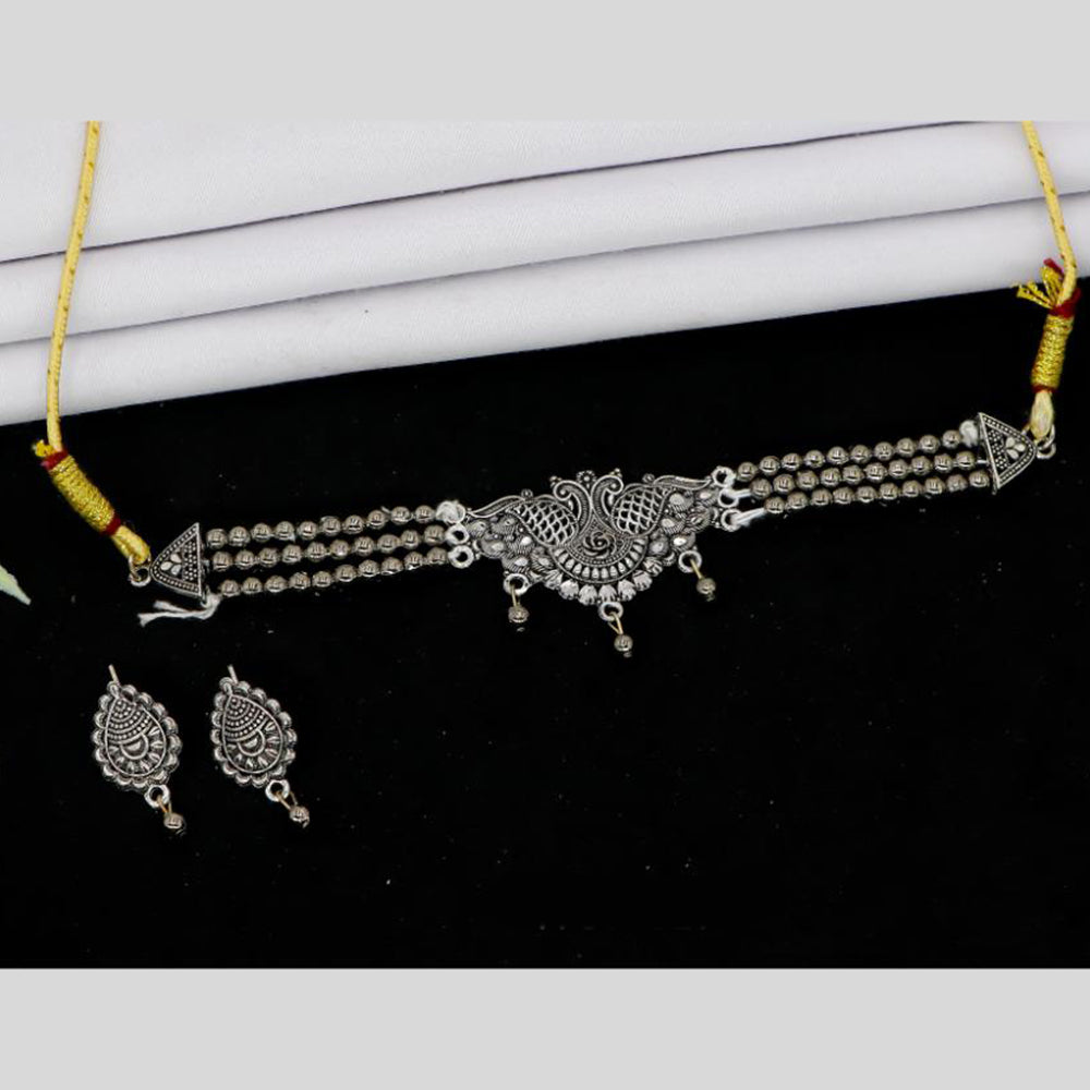 Mahavir Oxidised Plated Choker Necklace Set