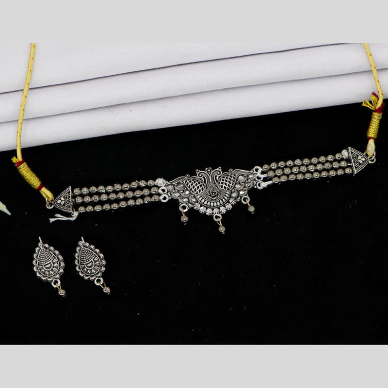 Mahavir Oxidised Plated Choker Necklace Set