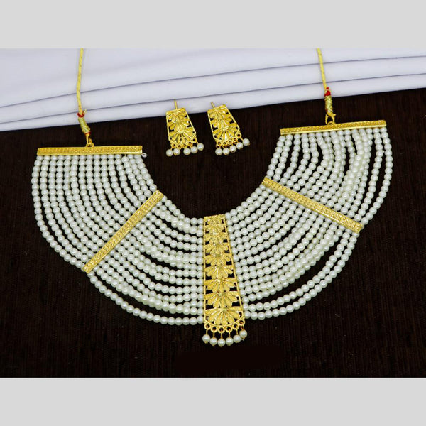 Mahavir Dye Gold Pearl Necklace Set