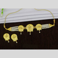 Mahavir Dye Gold Pearl Choker Necklace Set
