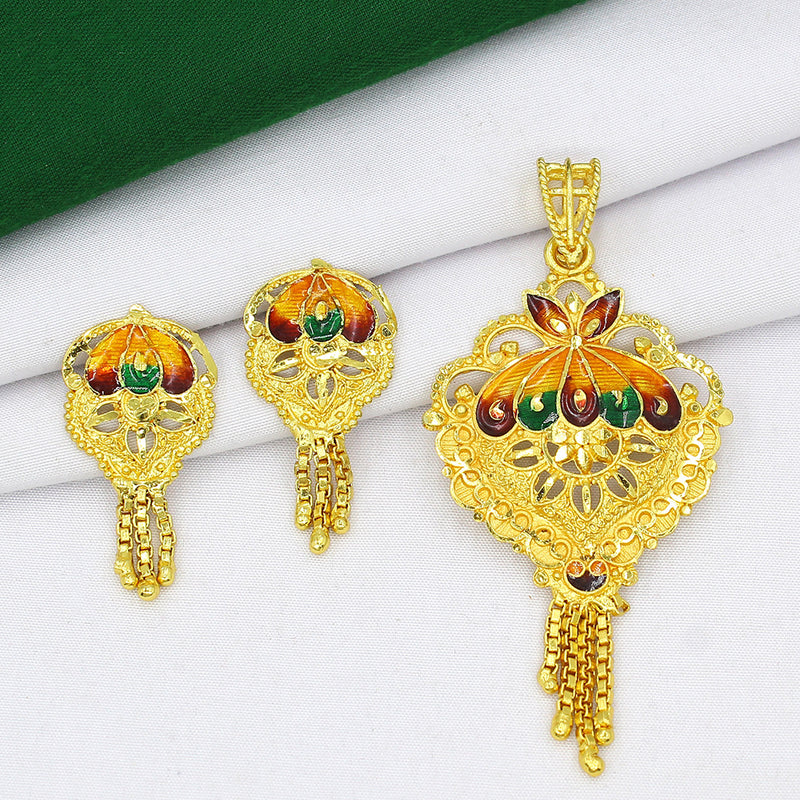Mahavir Dye Gold Pendant Set