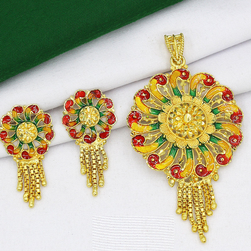 Mahavir Dye Gold Pendant Set