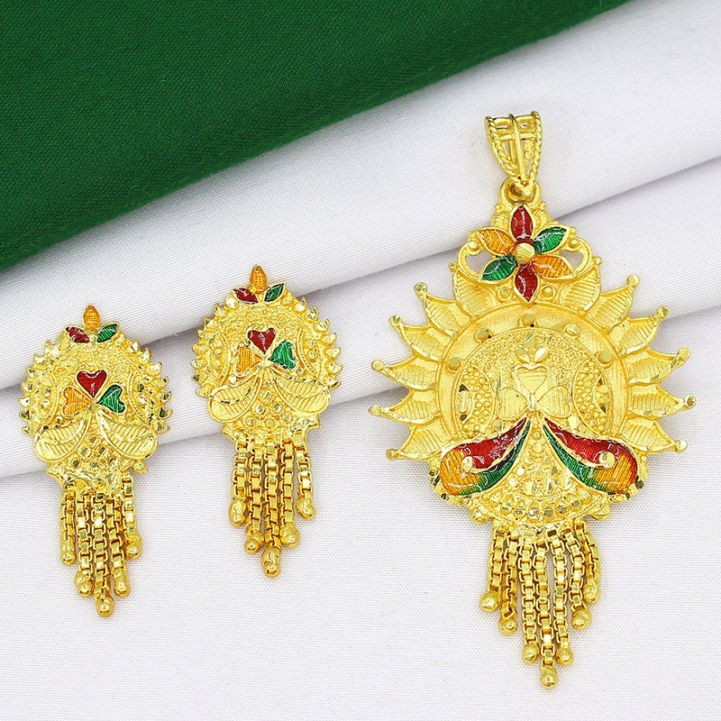 Mahavir Dye Gold Pendant Set