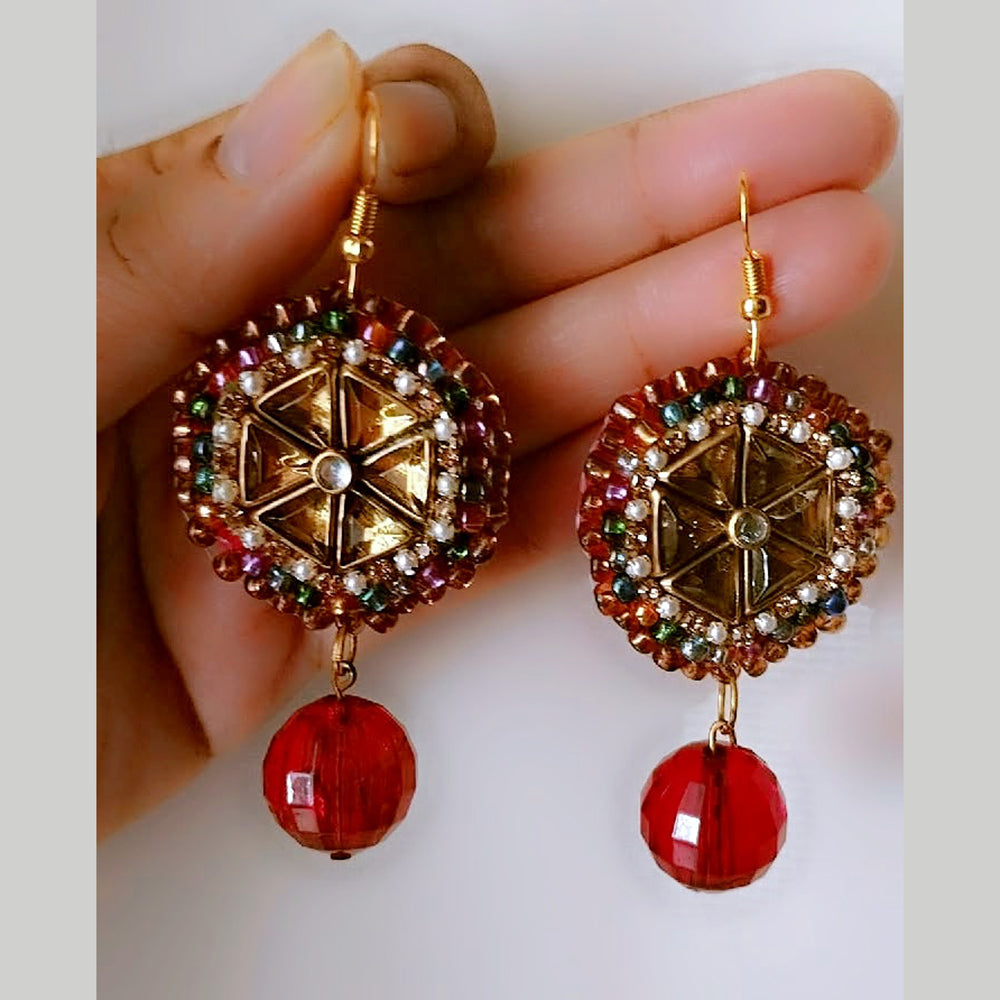 Sanshray Handmade Gold Plated Fancy Beads Dangler Earrings