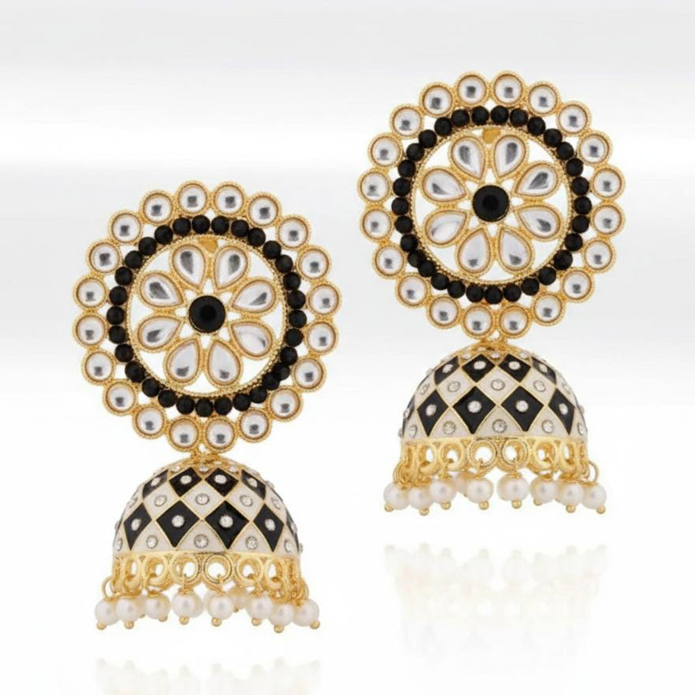 Sanshray Royal Austrian Stone Pearl Hanging Ghungroo Earrings