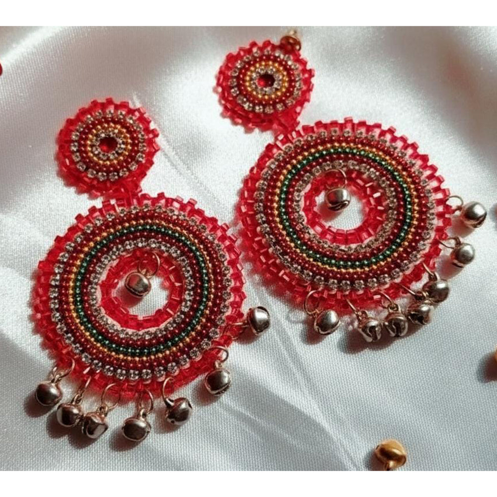 Sanshray Royal Austrian Stone Pearl Hanging Ghungroo Earrings