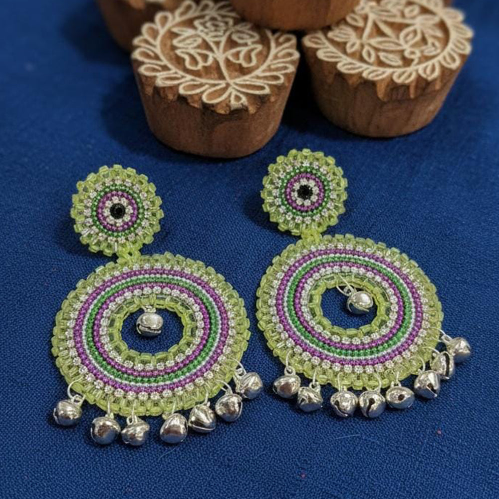 Sanshray Royal Austrian Stone Pearl Hanging Ghungroo Earrings