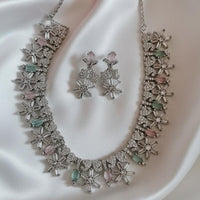 Sanshray Sparkling American Daimond Statement Necklace Set