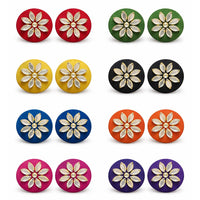 Sanshray Elegant Crystal Stone Designers Stud Earrings Combo