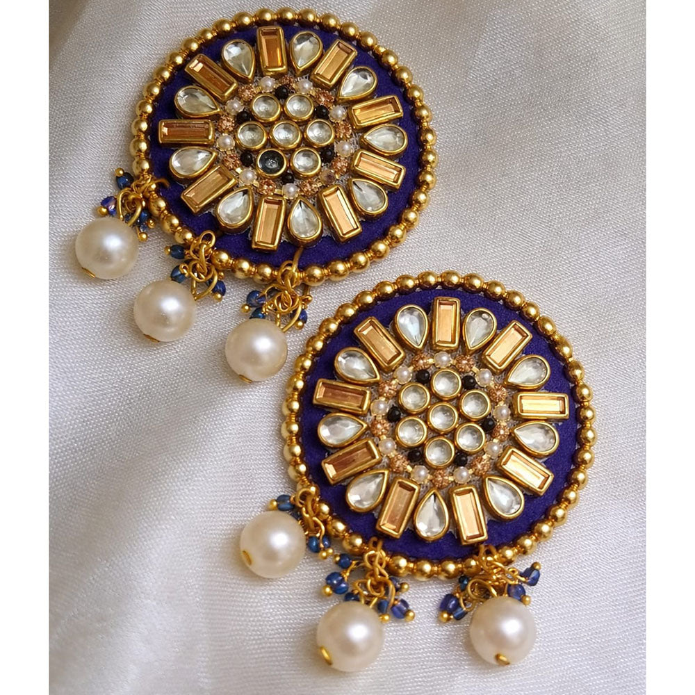 Sanshray Pota Stone Pearl And Beads Dangler Earrings