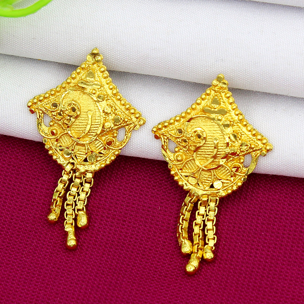 Mahavir Dye Gold Dangler Earrings