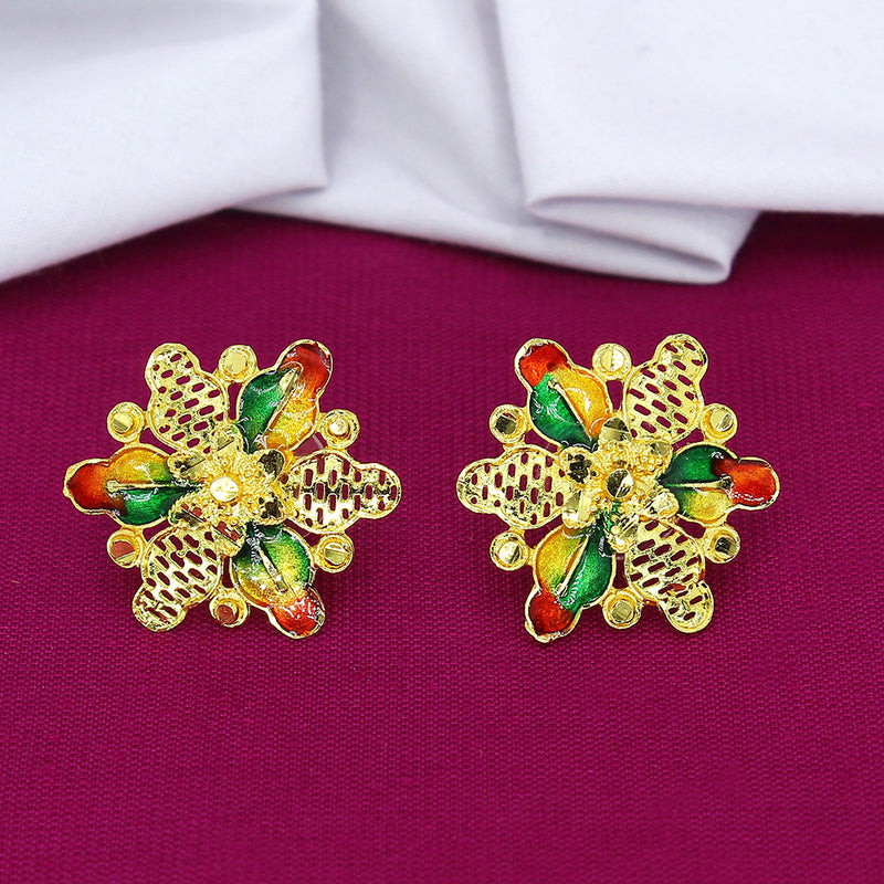 Mahavir Dye Gold Plated Studs Earrings