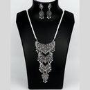 Mahavir Oxidised Plated Long Pearls Necklace Set