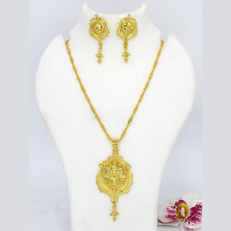 Mahavir Dye Gold Floral Pendant Set