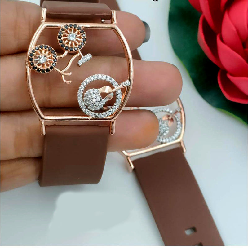 Lalita Creation Wrist Watch Style Rose Gold Plated Bracelet (Assorted Color)