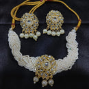 Lalita Creation Gold Plated Kundan And Pearl Choker Necklace Set