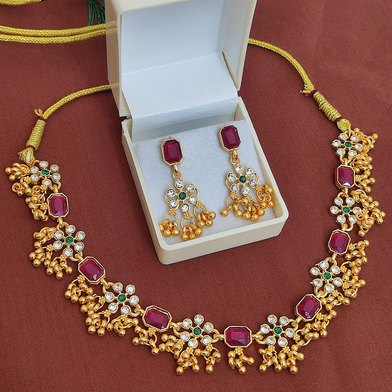 Lalita Creation Gold Plated Austrian Stone Necklace Set