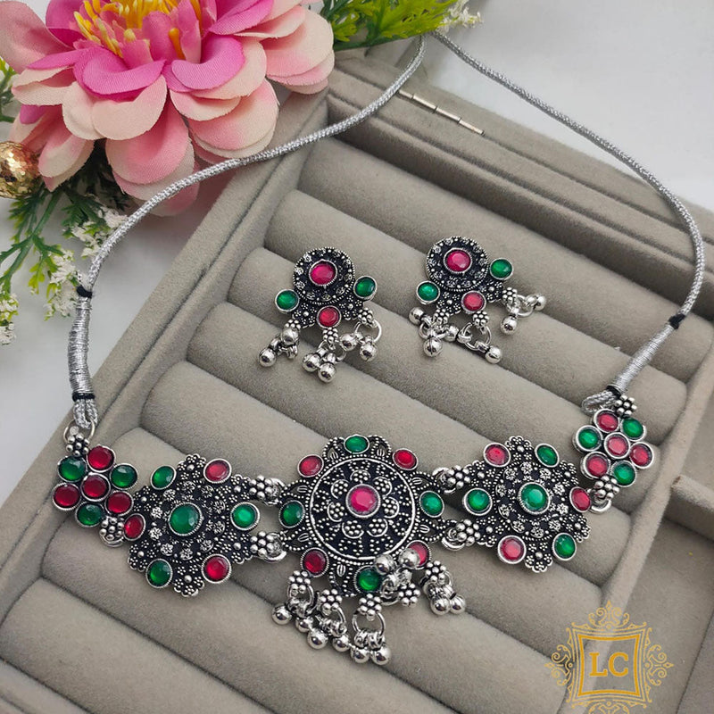 Lalita Creation Oxidised Plated Pota Necklace Set