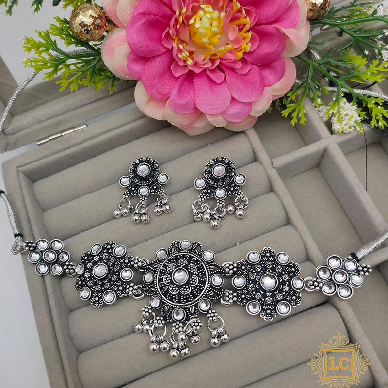 Lalita Creation Oxidised Plated Pota Necklace Set