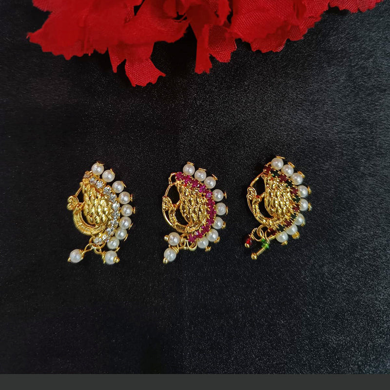 Lalita Creation Gold Plated Austrian Stone Nath Combo Set