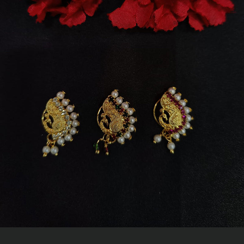 Lalita Creation Gold Plated Austrian Stone Nath Combo Set