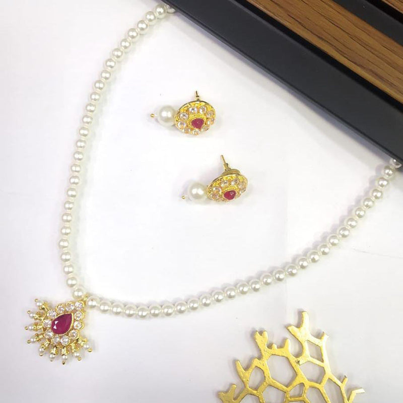 Lalita Creation Gold Plated Austrian Stone And Pearls Necklace Set