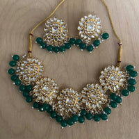 Darshana Jewels Gold Plated Kundan Beads And Pearl Choker Necklace Set 
