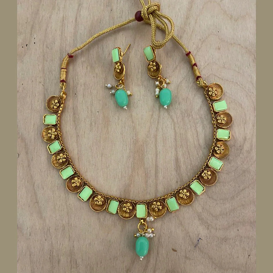 Darshana Jewels Gold Plated Crystal Necklace Set