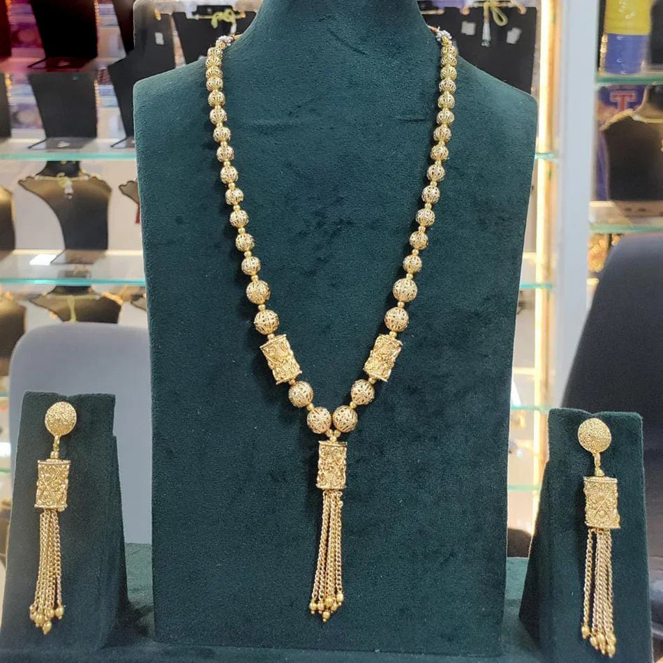 Darshana Jewels Gold Plated Beads Long Necklace Set