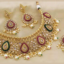 Darshana Jewels Gold Plated Crystal Beads And Pearl Choker Necklace Set 