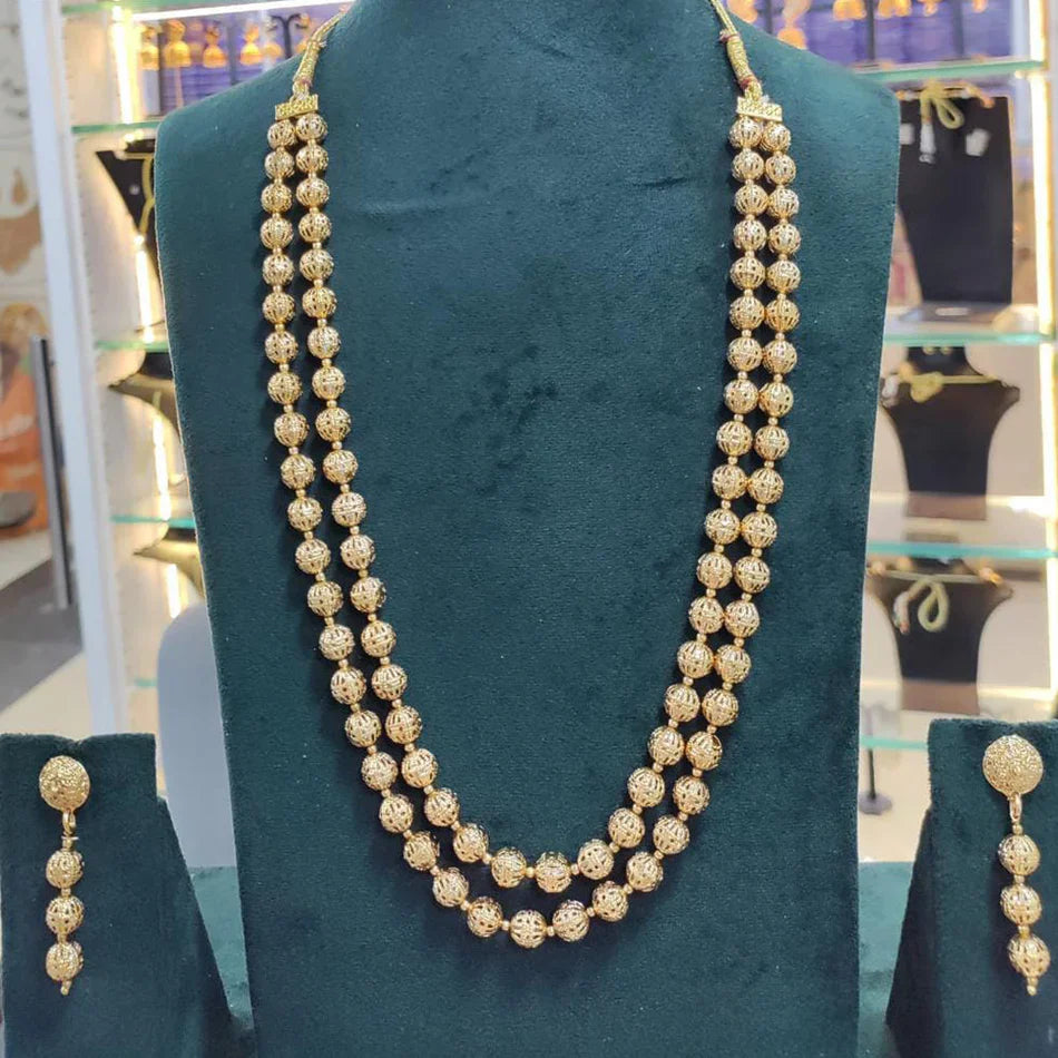 Darshana Jewels Gold Plated Beads Long Necklace Set