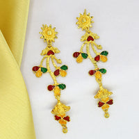 Mahavir Dye Gold Plated Meenakari Dangler Earrings